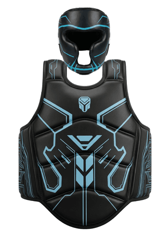 Standard hit-detection armor: head guard and chest protector with sensor zone markings